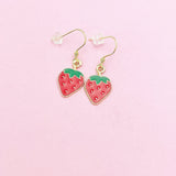 Red Strawberry Earrings in Gold, AN2966