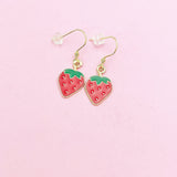 Red Strawberry Earrings in Gold, AN2966