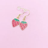 Red Strawberry Earrings in Gold, AN2966