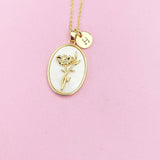 Poppy Flower Necklace August Birthday Gifts in Gold, N4883H