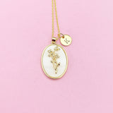 Holly Flower Necklace in Gold, December Birthday Gifts, N4883L