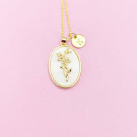 Holly Flower Necklace in Gold, December Birthday Gifts, N4883L