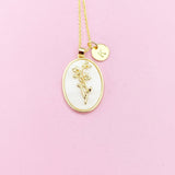 Holly Flower Necklace in Gold, December Birthday Gifts, N4883L
