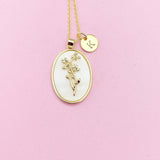 Holly Flower Necklace in Gold, December Birthday Gifts, N4883L