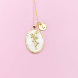 Holly Flower Necklace in Gold, December Birthday Gifts, N4883L