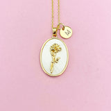 Rose Flower Necklace in Gold, June Birthday Gifts, N4883F