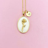 Rose Flower Necklace in Gold, June Birthday Gifts, N4883F