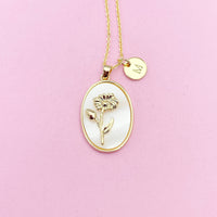 Daisy Flower Necklace in Gold, April Birthday Gifts, N4883D