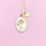 Daisy Flower Necklace in Gold, April Birthday Gifts, N4883D
