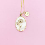 Daisy Flower Necklace in Gold, April Birthday Gifts, N4883D