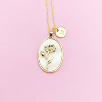 Daisy Flower Necklace in Gold, April Birthday Gifts, N4883D