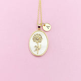Chrysanthemum Necklace in Gold, Flower, November Birthday Gifts, Peony, Botan Japanese Peonies, N4883K