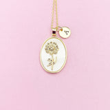 Chrysanthemum Necklace in Gold, Flower, November Birthday Gifts, Peony, Botan Japanese Peonies, N4883K