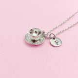 Cup and Saucer Teacup Necklace in Silver, Tea Party Gift, N811