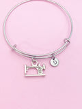 Silver Sewing Machine Bracelet Personalize Customize Charm Bracelet, AN5396