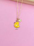 Gold Cute Yellow Chicken Charm Necklace Personize Customize Charm Necklace, AN3052