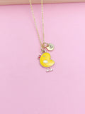 Gold Cute Yellow Chicken Charm Necklace Personize Customize Charm Necklace, AN3052