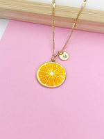 Gold Lemon Charm Necklace, Orange Slice Charm, Orange Charm, Fruit Food Charm, Foodie Gift, Personalized Gift, N26