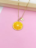 Gold Lemon Charm Necklace, Orange Slice Charm, Orange Charm, Fruit Food Charm, Foodie Gift, Personalized Gift, N26