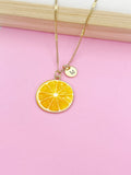 Gold Lemon Charm Necklace, Orange Slice Charm, Orange Charm, Fruit Food Charm, Foodie Gift, Personalized Gift, N26