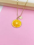 Gold Lemon Charm Necklace, Orange Slice Charm, Orange Charm, Fruit Food Charm, Foodie Gift, Personalized Gift, N26