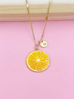 Gold Lemon Charm Necklace, Orange Slice Charm, Orange Charm, Fruit Food Charm, Foodie Gift, Personalized Gift, N26