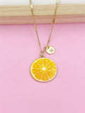 Gold Lemon Charm Necklace, Orange Slice Charm, Orange Charm, Fruit Food Charm, Foodie Gift, Personalized Gift, N26