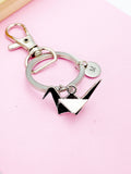 Silver Paper Crane Charm Keychain, Japanese Crane, AN1470