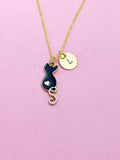 Gold Cute Black Cat Heart Charm Necklace Animal Shelters Workers Gifts Ideas Personalized Customized Made to Order, N5507