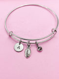 Football Bracelet, Silver Football Bangle, Football Charm,  Football Fan Jewelry, Football Mom Gift, Christmas Gift, New Year Gift, B306