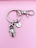 Silver Anatomy Heart Keychain, Lucky Charm, Doctor Nurse Gift, Personized Initial Keychain, N4935