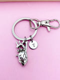 Silver Anatomy Heart Keychain, Lucky Charm, Doctor Nurse Gift, Personized Initial Keychain, N4935