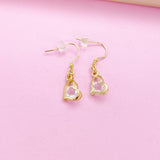 Gold Heart Cubic Zirconia Earrings, Stainless Steel Hooks