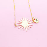 Gold Sunburst Necklace Sun Solar Eclipse Personalize Customize Charm Necklace, N3863