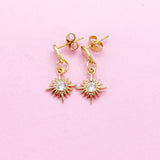 Gold Sun Sunrays Charm Stud Earrings, N4150