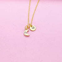 Gold TINY Crescent Moon Charm Necklace, Personalize Customize Jewelry, N4089