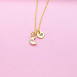 Gold TINY Crescent Moon Charm Necklace, Personalize Customize Jewelry, N4089