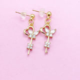 Gold Key Flower Butterfly Earrings Personalize Customize Bridesmaid Wedding Gifts Ideas, N4156