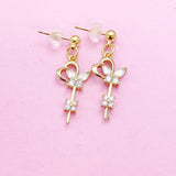 Gold Key Flower Butterfly Earrings Personalize Customize Bridesmaid Wedding Gifts Ideas, N4156