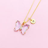 Gold Butterfly Charm Necklace Personalize Customize Jewelry, N4855