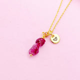 Gold Natural Tourmaline Necklace Gemstone Personalize Customize Jewelry, N3787