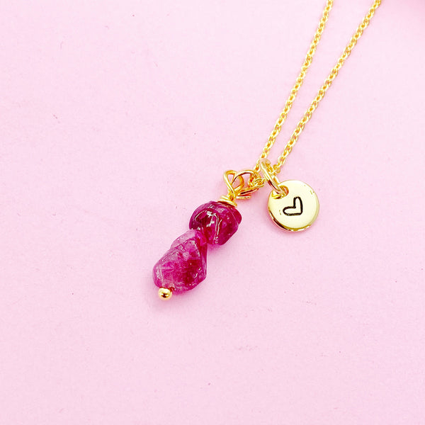 Gold Natural Tourmaline Necklace Gemstone Personalize Customize Jewelry, N3787