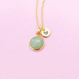 Gold Green Aventurine Pendants Necklace Personalize Customize Gifts, N3385A