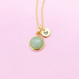 Gold Green Aventurine Pendants Necklace Personalize Customize Gifts, N3385A