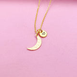 Gold Crescent Moon Necklace Personalize Customize Jewelry, N3037