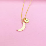 Gold Crescent Moon Necklace Personalize Customize Jewelry, N3037