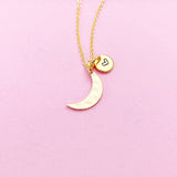 Gold Crescent Moon Necklace Personalize Customize Jewelry, N3037