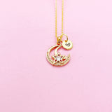 Gold Moon Star Charm Necklace Personalize Customize Jewelry, N4109