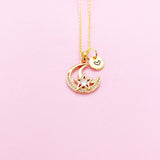 Gold Moon Star Charm Necklace Personalize Customize Jewelry, N4109