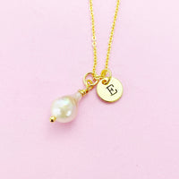 Gold Natural Baroque Pearl Keshi Pearl Charm Necklace Cultured Freshwater Pearl, Personalize Customize Jewelry, N4628